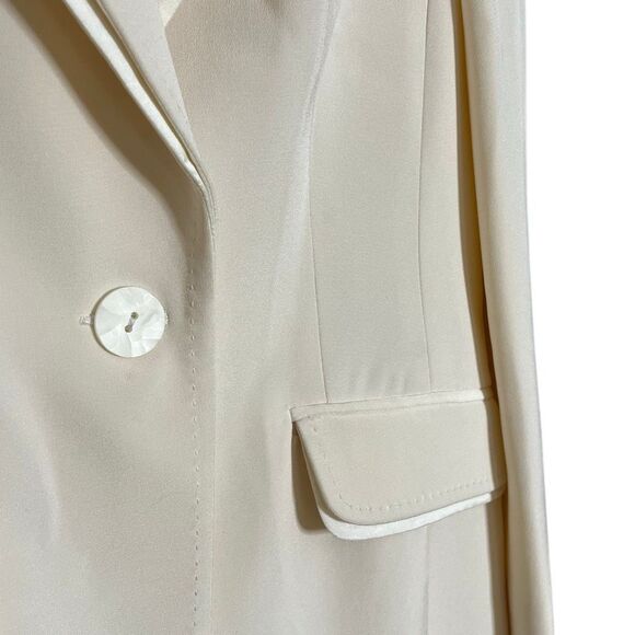 Sutton Studio Silk Single Button Collared Lined Lightweight Blazer Ivory Size 2P - Picture 5 of 12